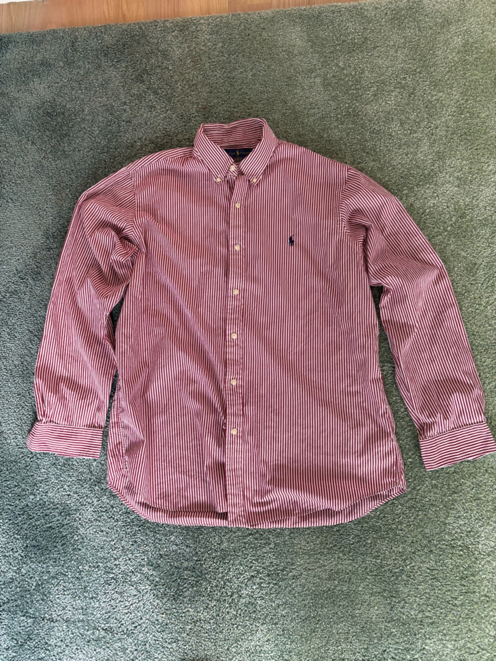 Ralph Lauren Narrow Red & White Striped Button-Down Shirt